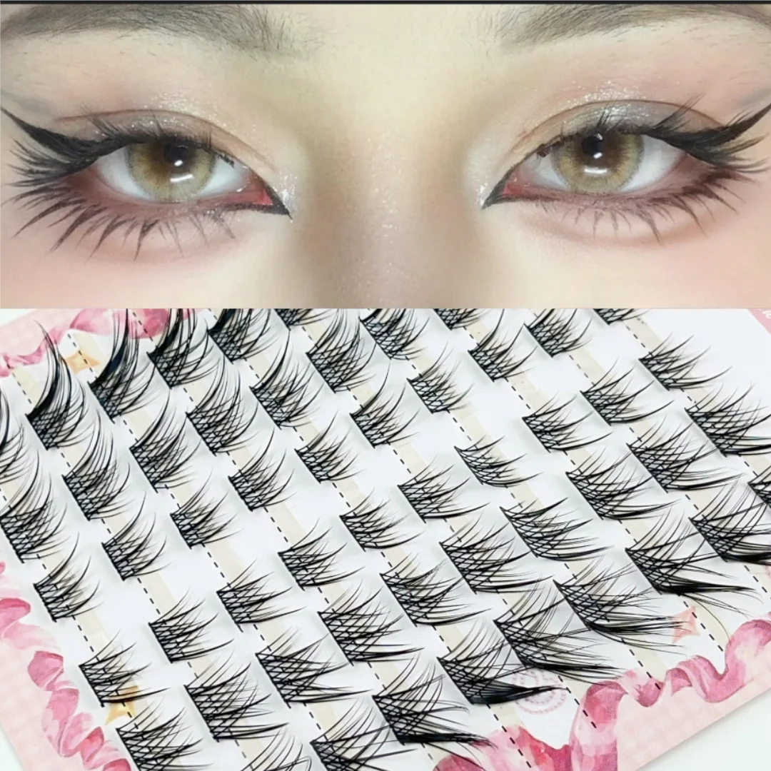 60Pcs Natural Soft False Eyelashes, Cosplay Makeup Cross Lashes, Anime Comic Eyelashes, Reusable Strap, Personal Eye Makeup Tool