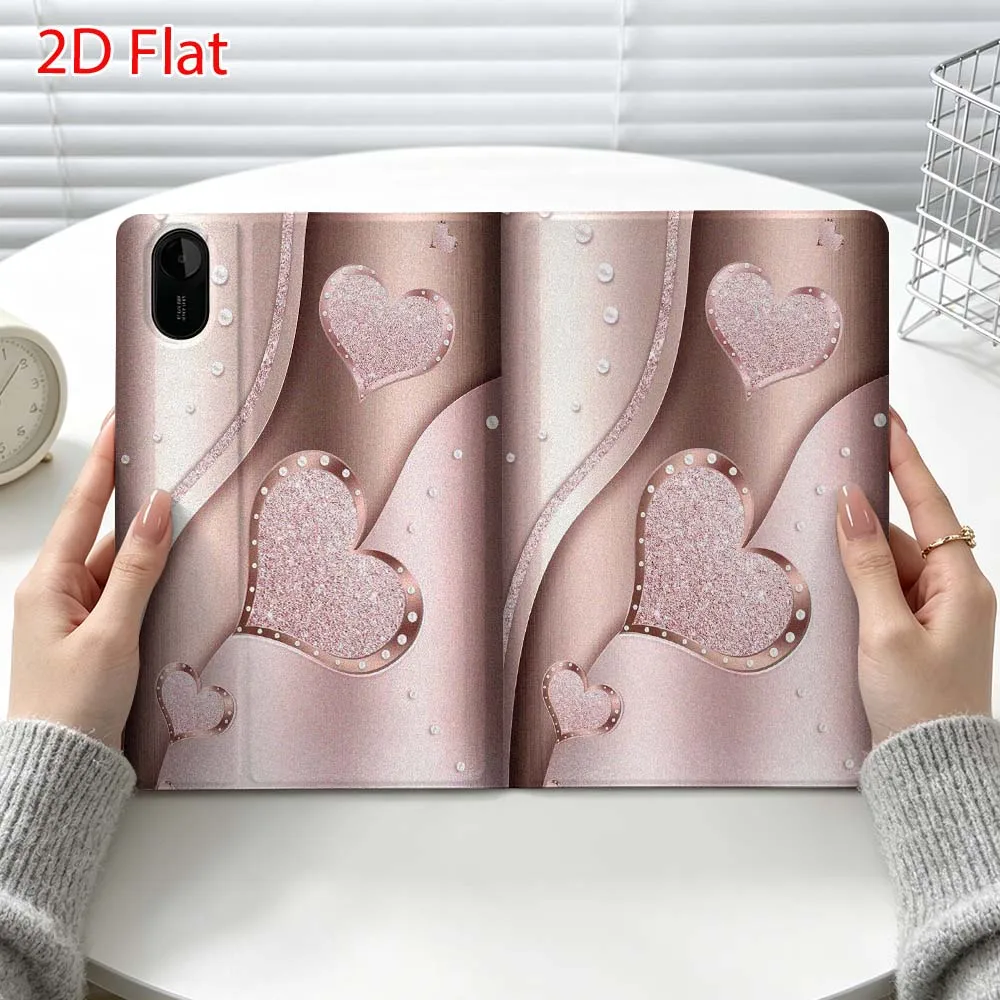 Creative heart pattern For Xiaomi Poco Redmi Pad 8 2 4 C1 6 6S 7 7S SE 9.7 14 11 11.2 Inch Pen Tray Tablet Case Fashion
