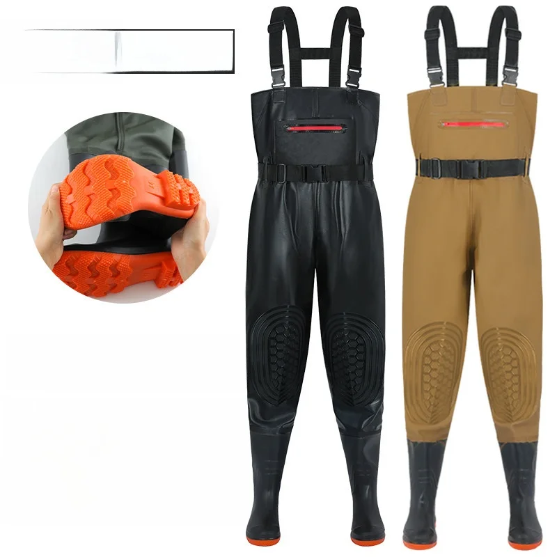 Men's Thickened Half-body Rain Pants And Boots Waterproof Overall Water Shoes for Fishing And Swimming PVC Material Summer 2026