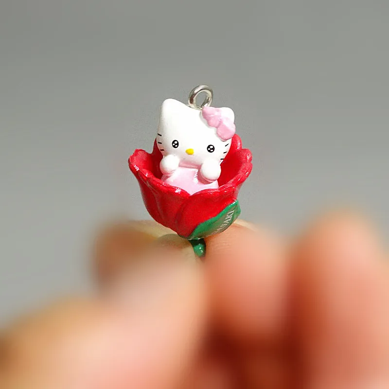 Sanrio Anime Figures Hello Kitty Mymelody Mini Kawaii KT Cat accessori fai da te ciondolo bambola modello giocattoli decorazione Desktop regalo per bambini