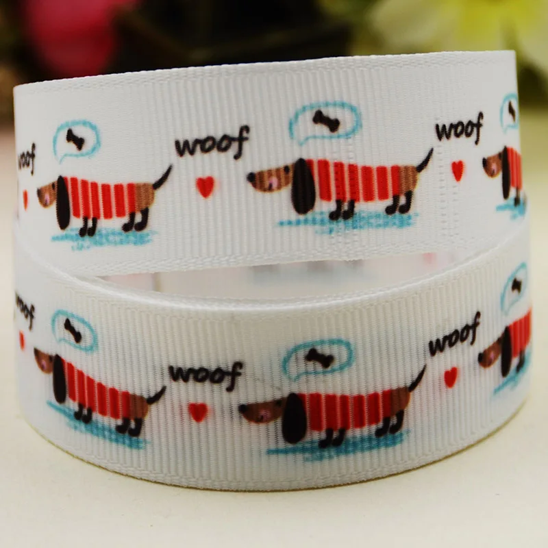 22mm 25mm 38mm 75mm Dog Cartoon printed Grosgrain Ribbon party decoration 10 Yards