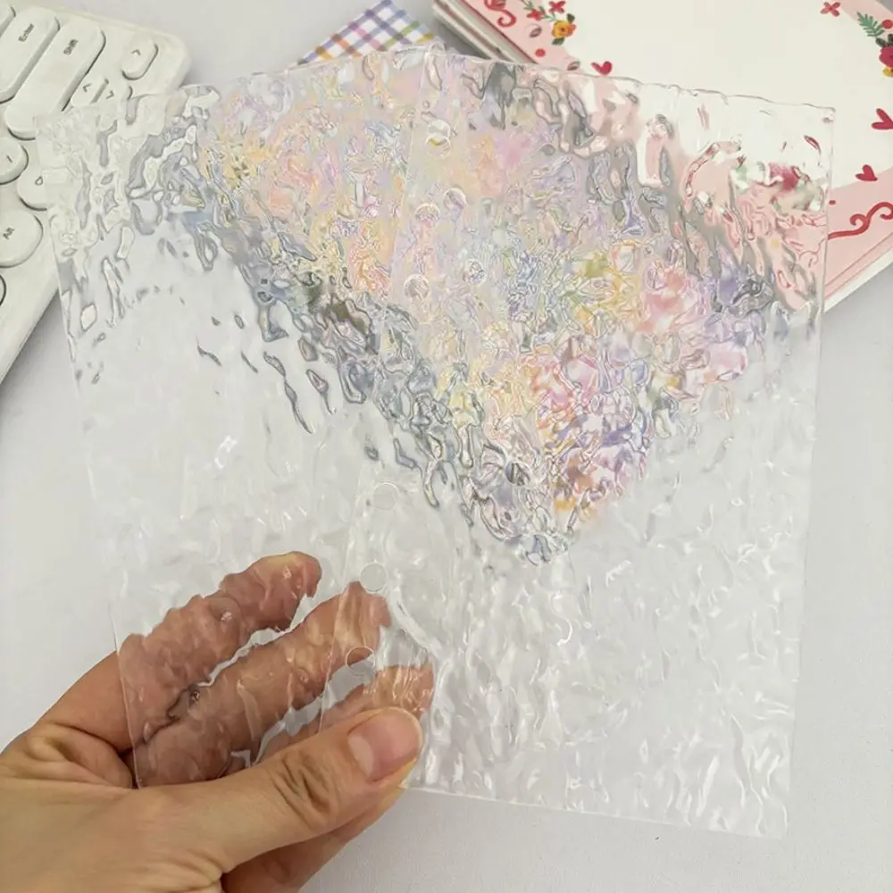 Acrylic A6 Notebook Cover Hard Transparent/Water Ripple Loose Leaf Binder Cover DIY Photo Album Notebook Binder Notebook Shell