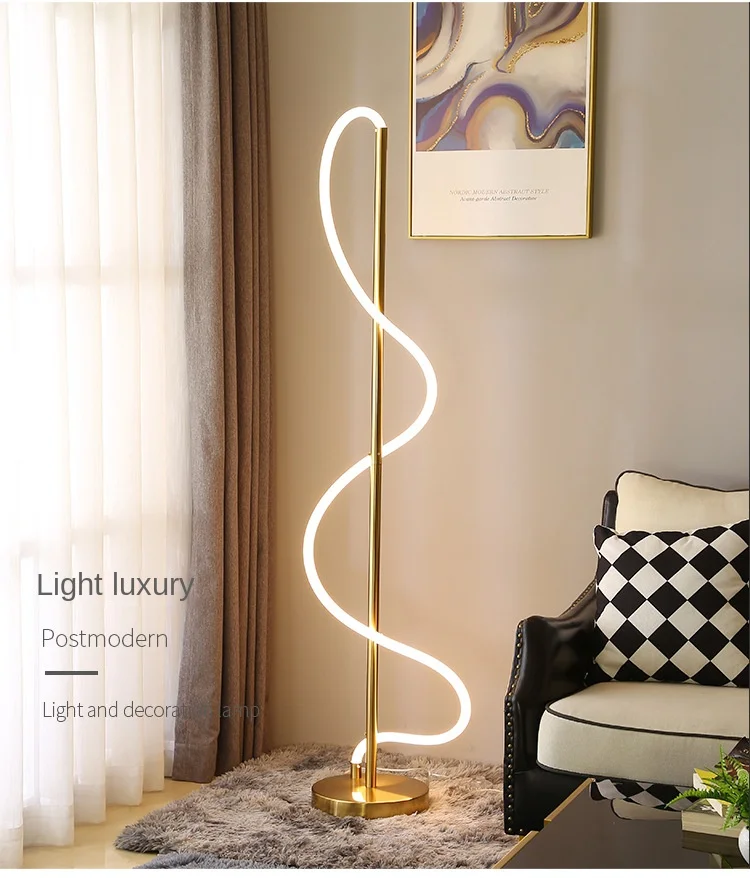 Lámpara de pie LED minimalista moderna, lámpara de mesa de pie de nota de manguera creativa nórdica, sala de estar, dormitorio, lámpara de mesita de noche