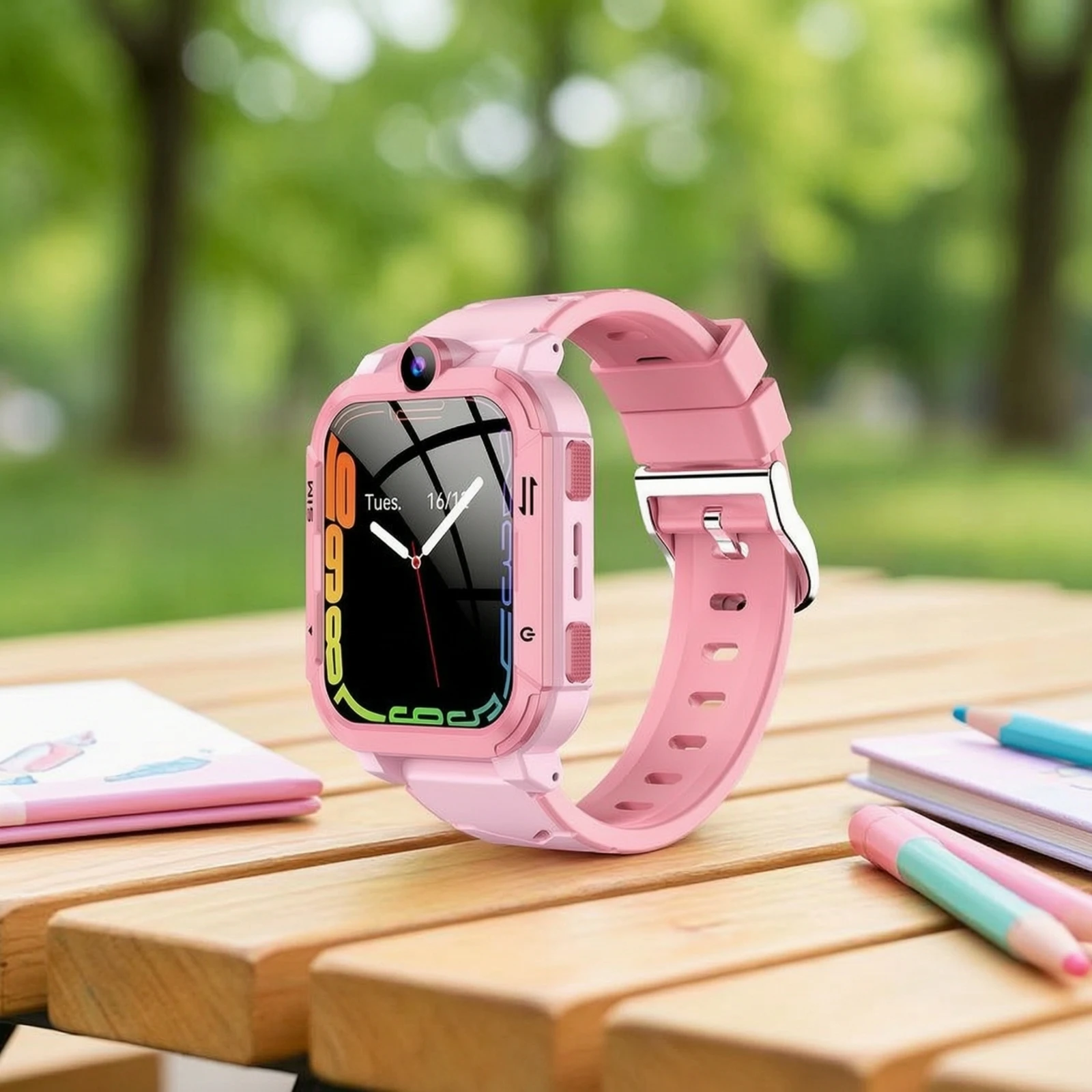 Smartwatch with Camera Compact Smartwatch with Touch Screen Phone Watch Rechargeable Sturdy for Children, Daily Wear, School