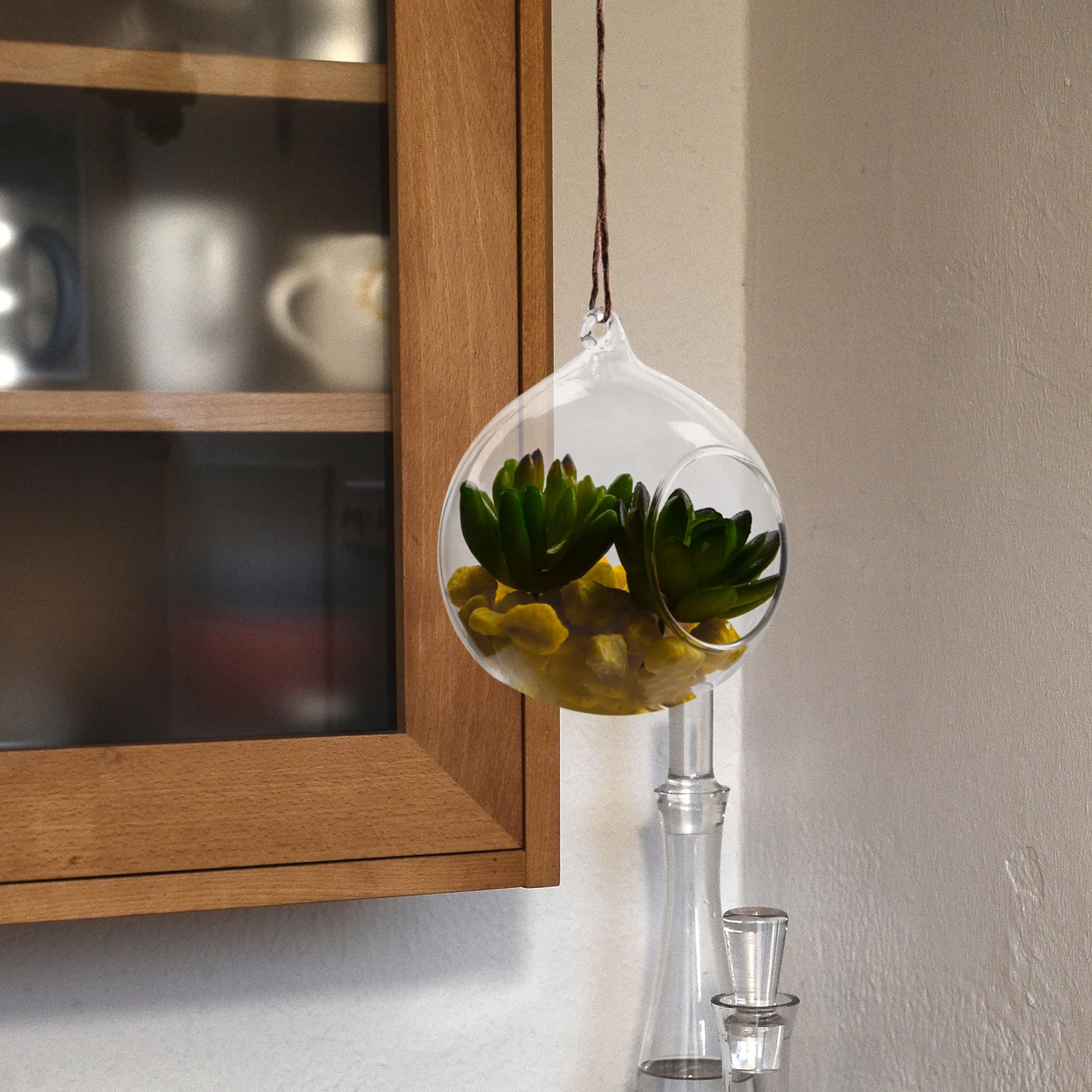 

4Pcs Succulent Glass Flowerpot Hanging Micro Landscape Bottles Home Decor Plant Storage Pot Clear Terrarium Decorative