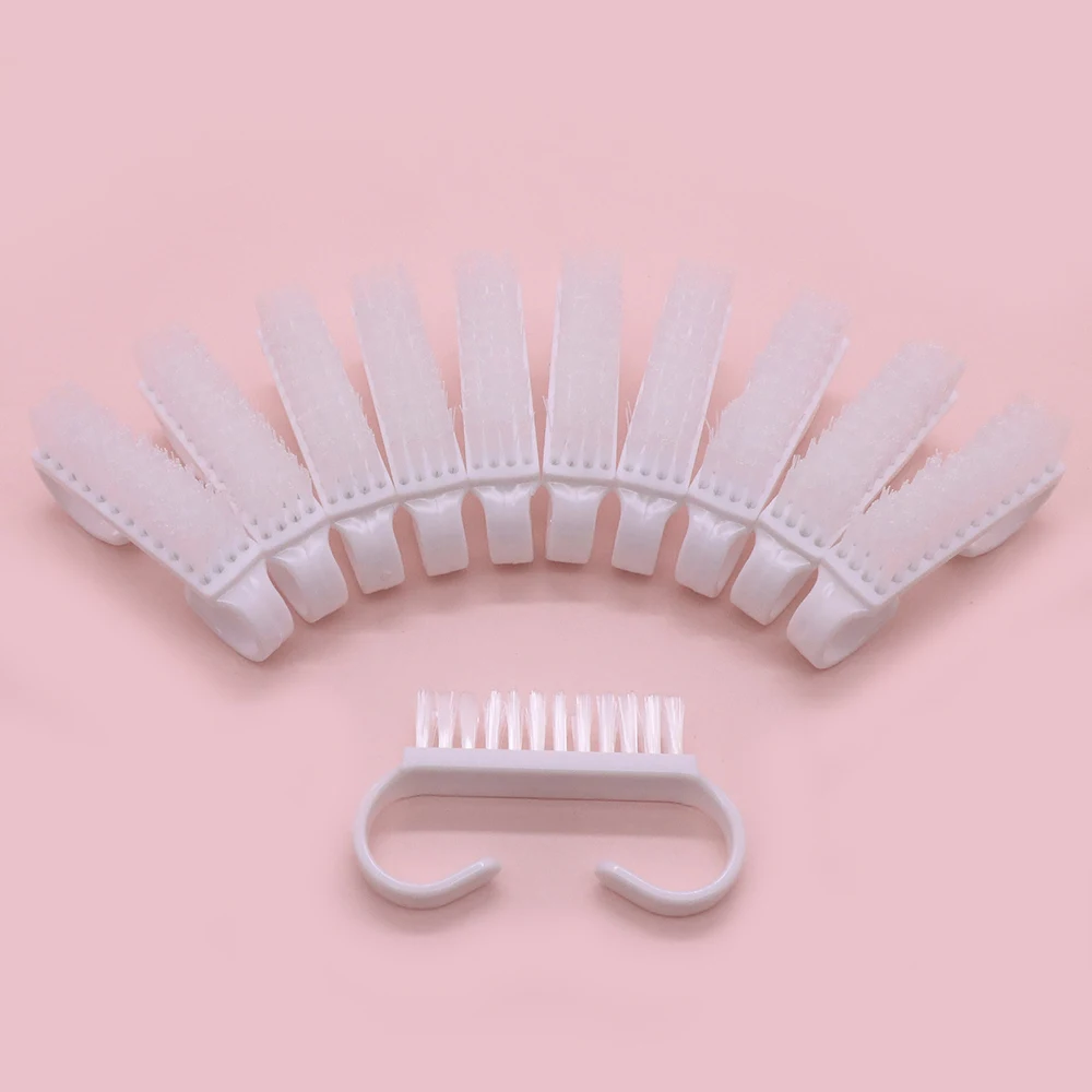 10 pçs branco pequeno ângulo lidar com escova de unhas limpeza em pó remover poeira manicure suprimentos acrílico escova da arte do prego acessórios do prego