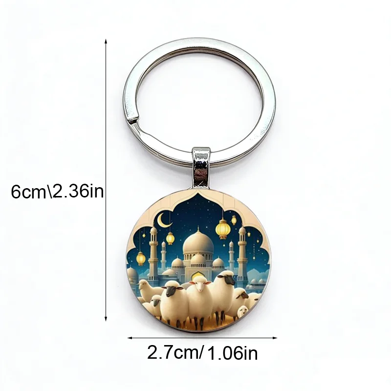 Popular hot selling dreamy castle lamb pattern dome glass alloy keychain pendant
