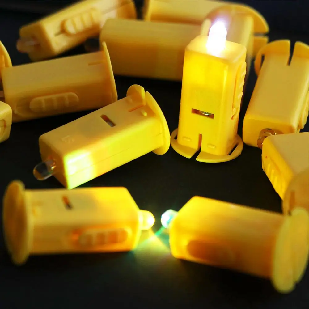 10pcs Electronic Light Lantern LED Wick Built-in Lamp DIY Material Lantern Light Miniature Yellow Wicks Lamp Paper Lantern