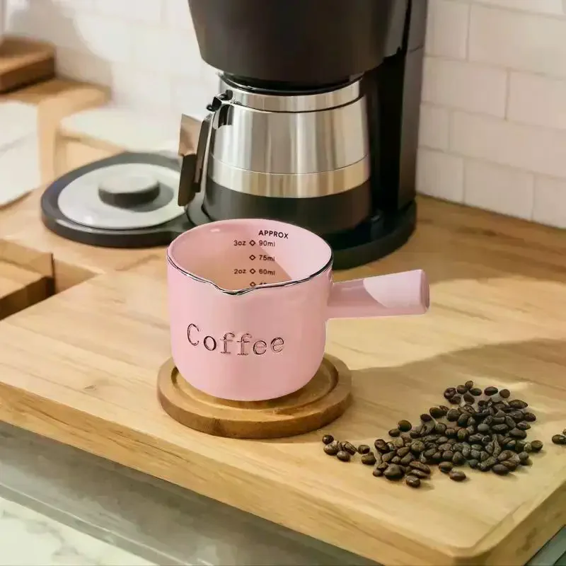 Ceramic Espresso Coffee Measuring Cup With Scale Extraction Cup Milk Cup Milk Pitcher With Handle Latte Mixer Scale Measure Mugs