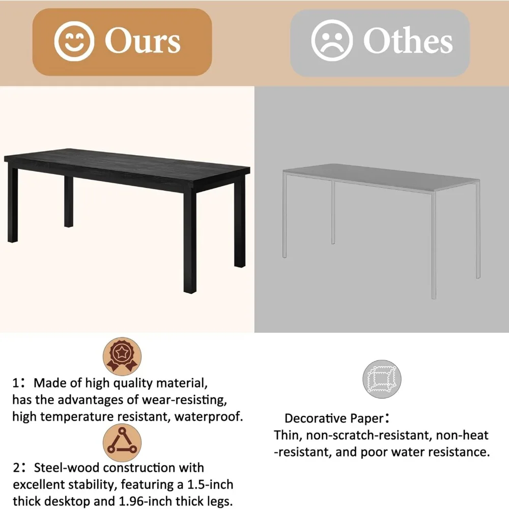 63 Inch Long Computer Desk, Home Office Desk, Modern Table for 2 Person Kids Student Gaming Computer Desk, Simple Office Table f