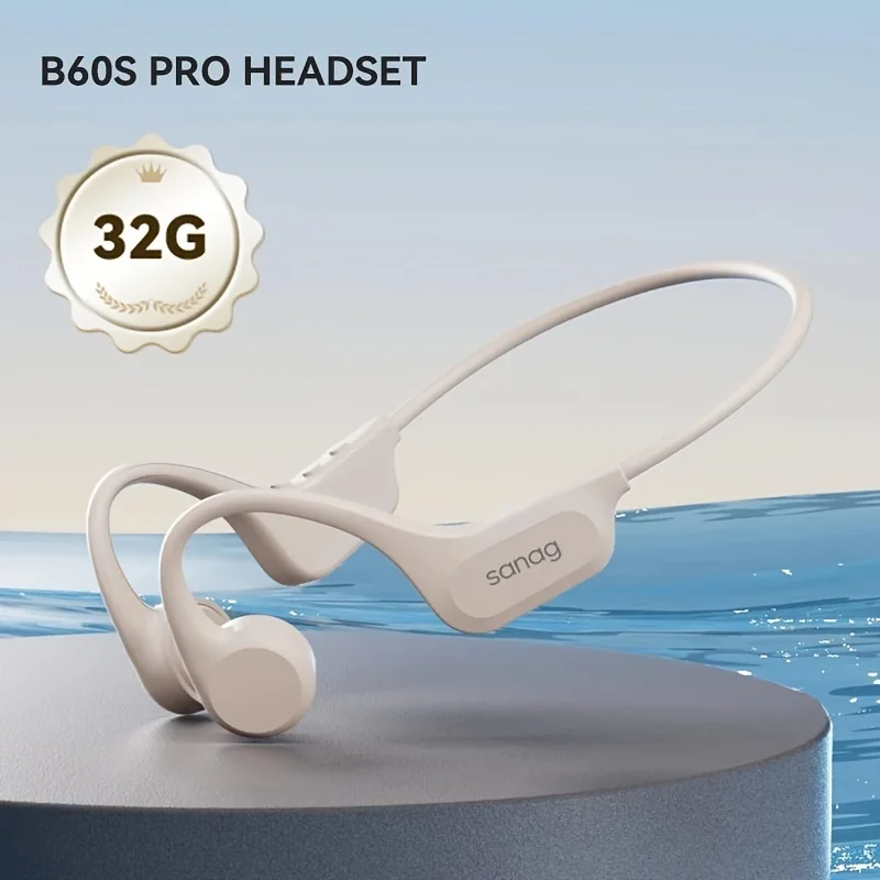 Sanag B60S Beengeleiding Oortelefoon IPX8 Zwemmen Bluetooth-hoofdtelefoon Draadloze headset 32GB/64GB MP3 met microfoon Oordopjes