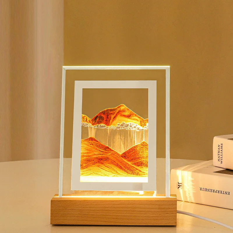 Creative 3D Sand Painting Night Light, Ornament, Entryway, Bedside Decoration, Small Table Lamp, Arrangement Glass, Hourglass