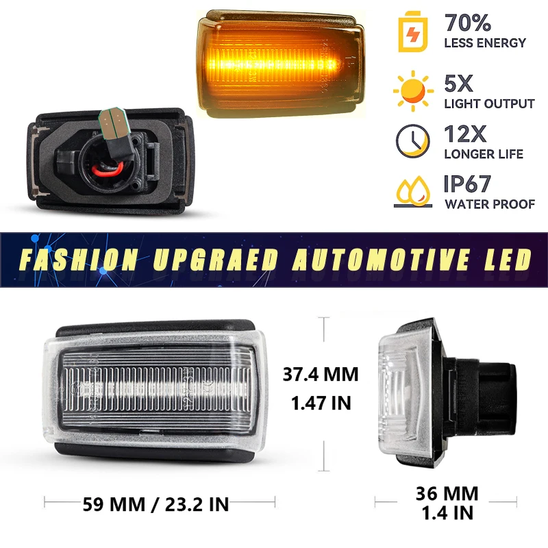 Luces LED dinámicas de posición lateral para coche Volvo, luces intermitentes para modelos C70, V40, V70, S40, V90, S70, S90, 850, 240, 740, 940,