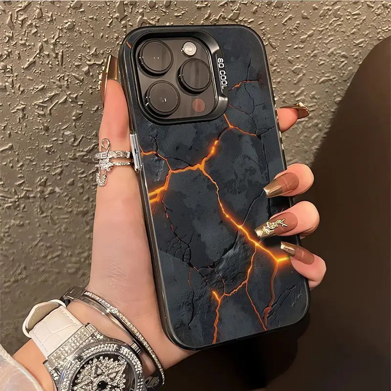 

Lava patterns on the mountain phone case for iPhone 16 15 14 13 12 11 Pro/ Max/Plus shock-proof rear cover anti-fingerprint