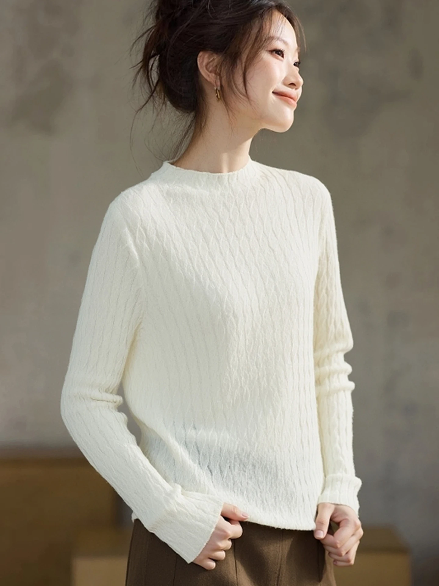 부드럽고 아늑한 롱 니트 스웨터 여성용 겨울 패션 캐주얼 다용도 베이스 레이어 슬림핏 오버헤드 스웨터