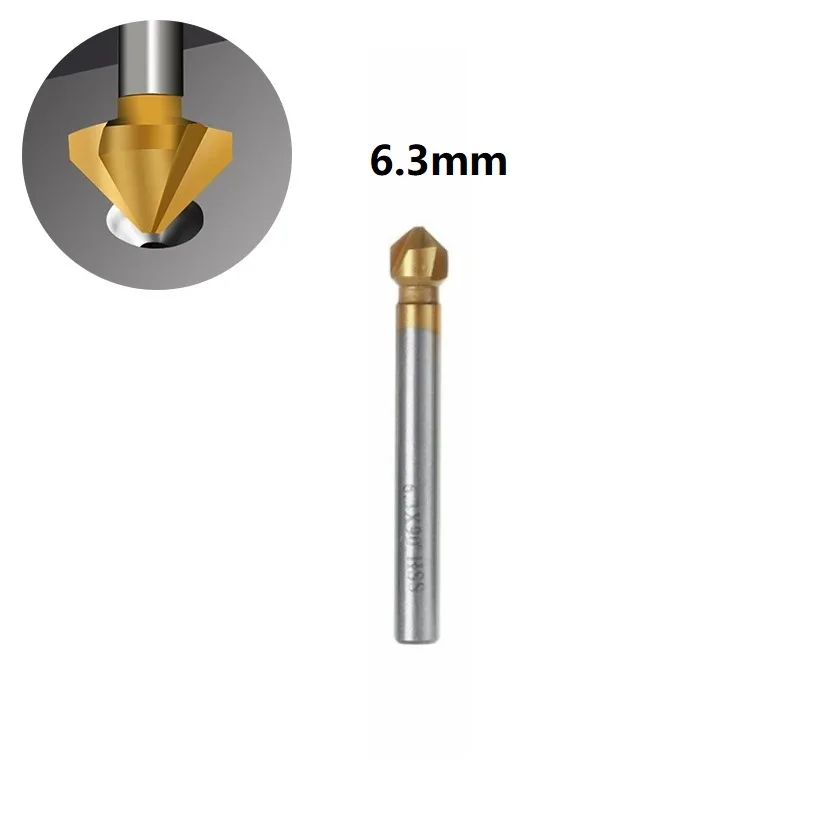 

Chamfering Tools Countersunk Drill 3 Flute 6.3/8.3/10.4/12.4/16.5/20.5mm 61mm 90 Degree Gold 2022 New Chamfer Cutter