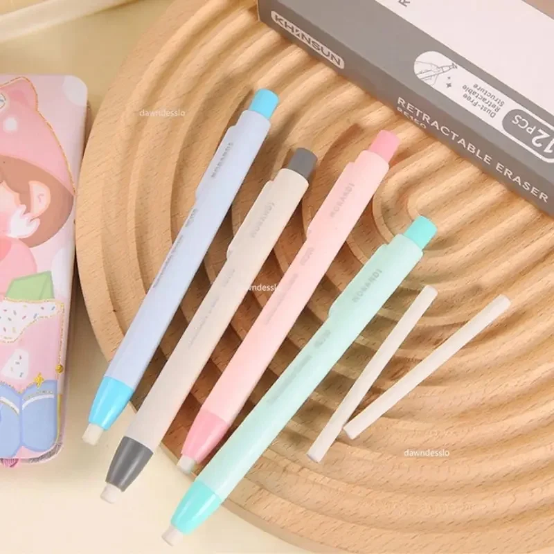 Kawai Creative Replaceable Core Pencil Erasers Press Type Retractable Pencil lovely Wiping Tool Correction Tool Gift Stationery