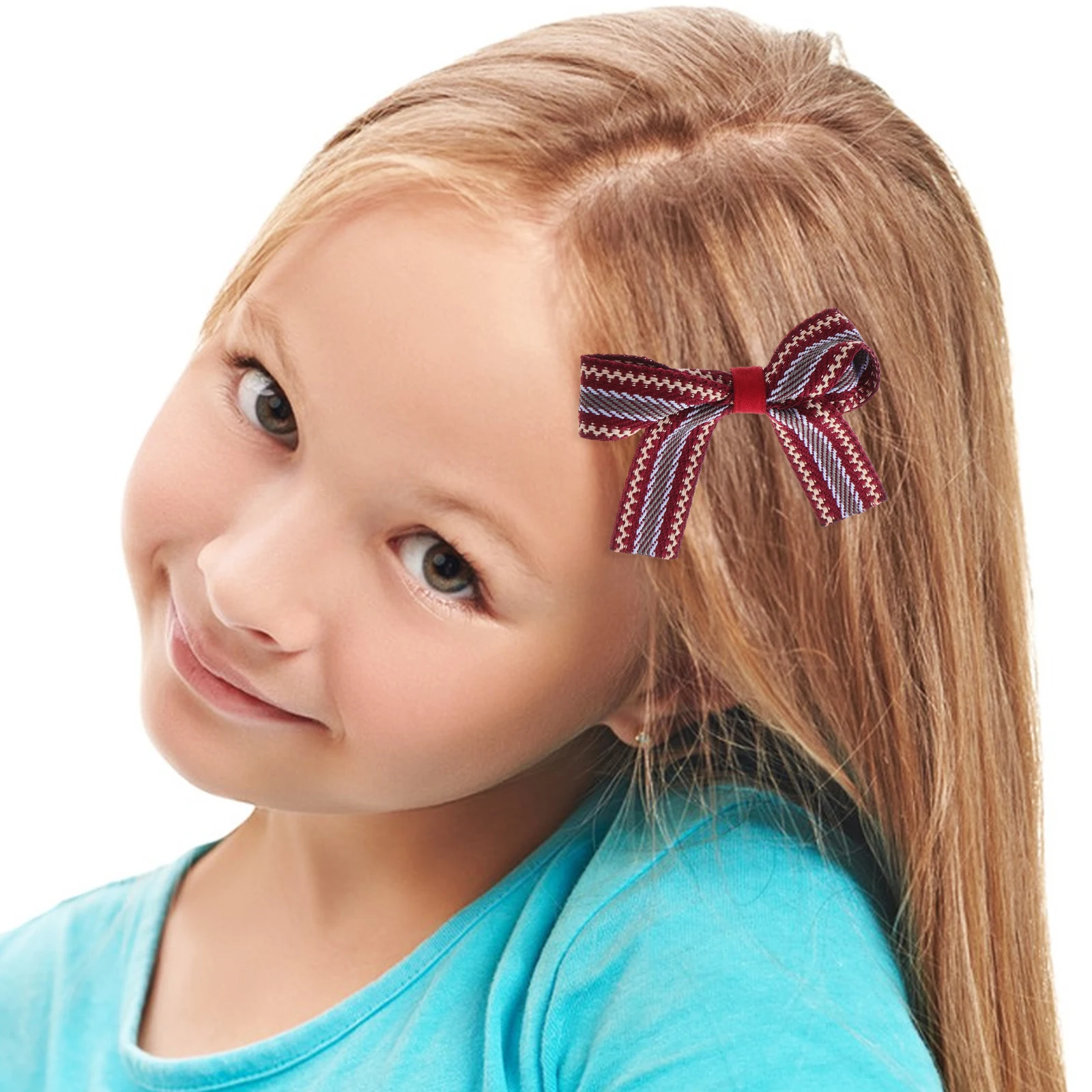 

Cute Ethnic Striped Bow Mini Hair Bow Clips Hairpin Girls Small Ribbon Clips Child Hair Accessories Mini Bows Hairpins