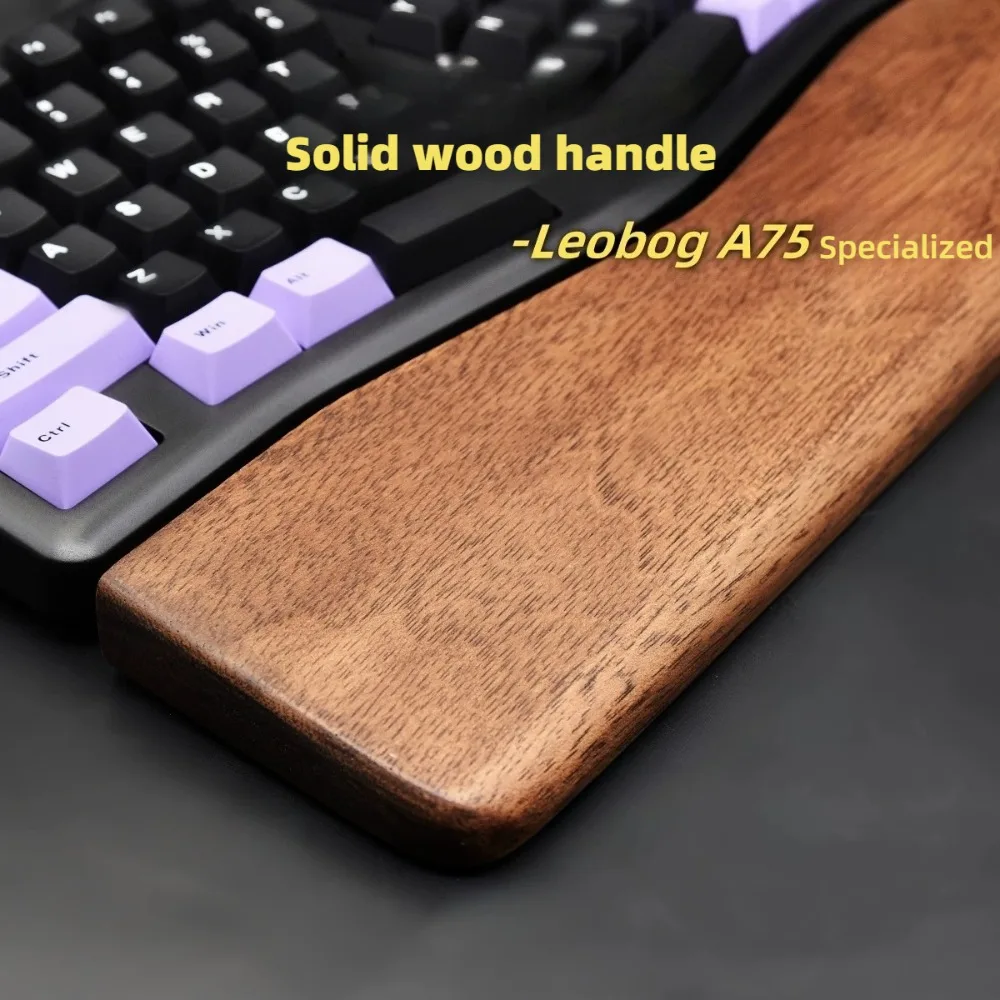 A75 Solid Wood Handle Ergonomic Palm Rest for Alice Keyboard, Walnut/Oak Game Keyboard Palm Pad LEOBOG A75 Solid Wood