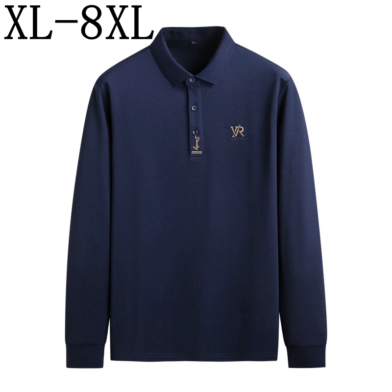 8XL 7XL 6XL 2022 New Autumn Casual Loose Polo Shirt Men Long Sleeve Business Mens Polos Shirts Top Quality Men's T-shirts