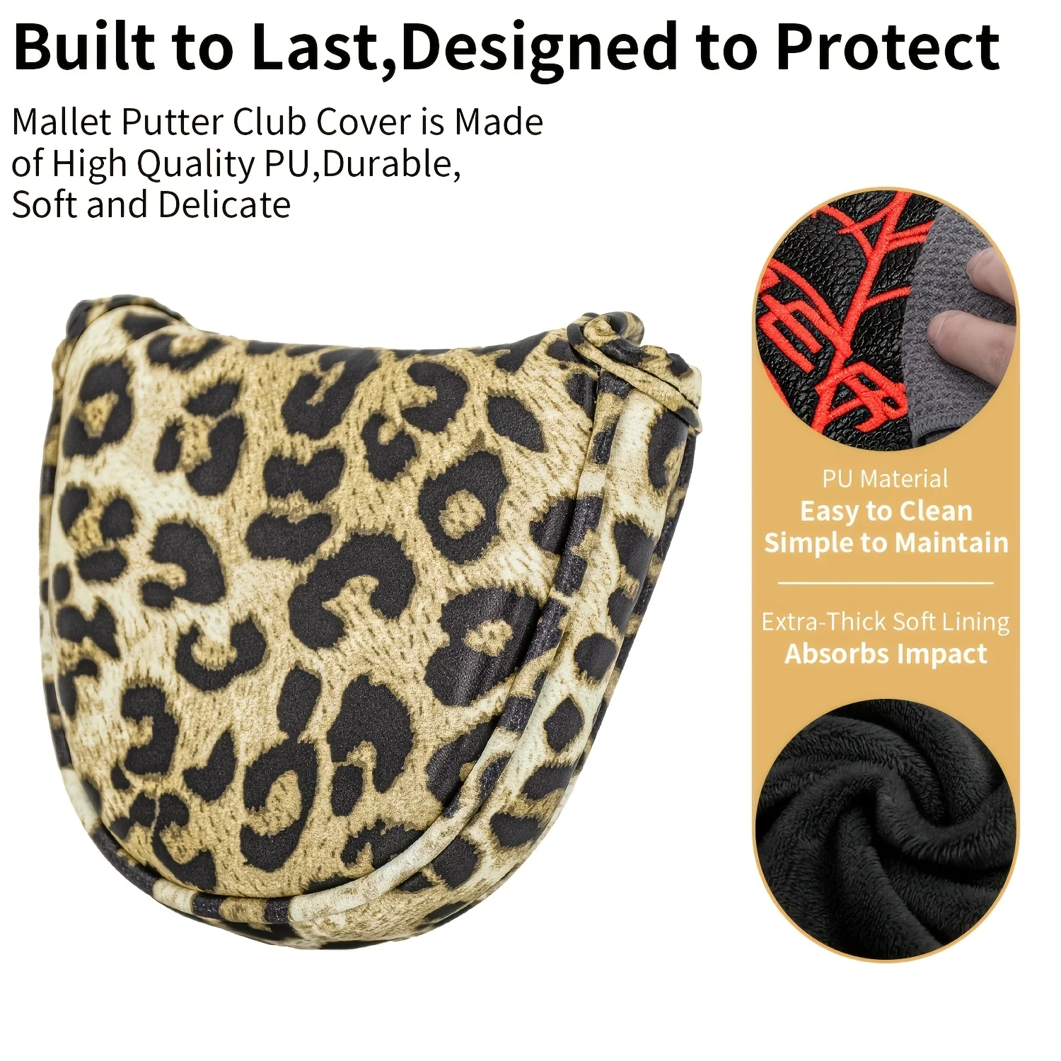 1pc Leopard Print Golf Putter Head Cover, Trendy Wild Style Protective Sleeves Available for Blade And Mallet Putters view 5