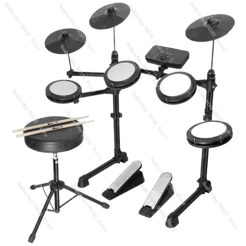 Five drums and three cymbals Portable adult and children's universal electronic drum set with drum stool