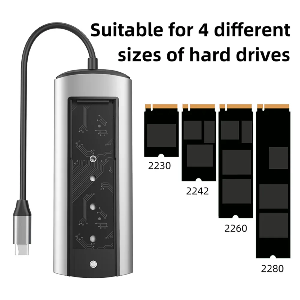 6-IN-1 USB Hub With Disk Storage Function M.2 SATA NVME SSD Enclosure Type C to HDMI-Compatible Docking Station For Macbook Pro