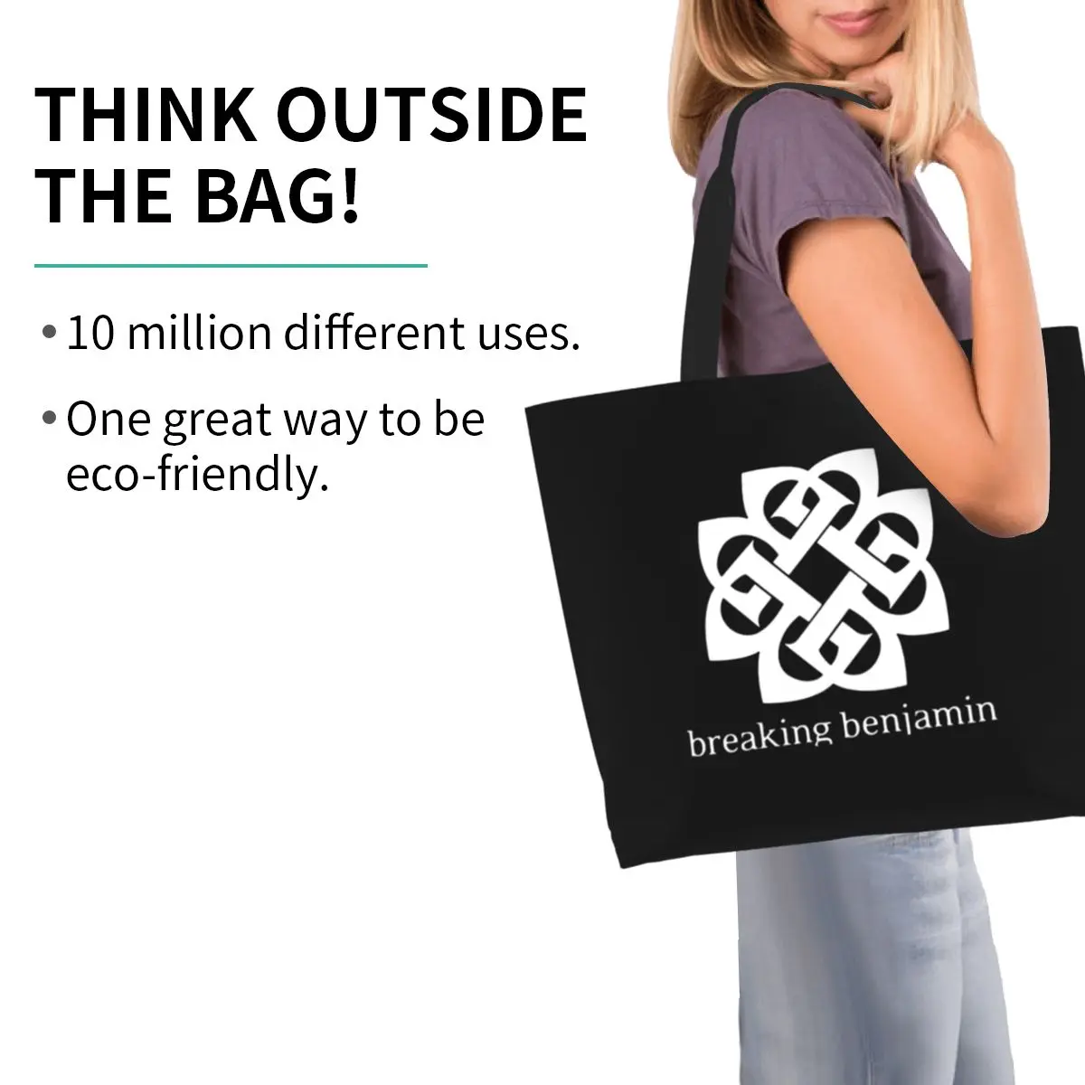 Art - Breaking Benjamin Premium Shopping Tote Bag Canvas Large Capacity Shoulder Bags Shopper Grocery Handbag for Women