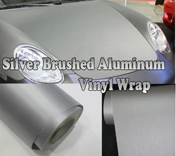 150cm Silver Brushed Aluminum Wrap Vinyl Covering Film Sticker Decal Roll Sheet with Air Bubble Free 60in