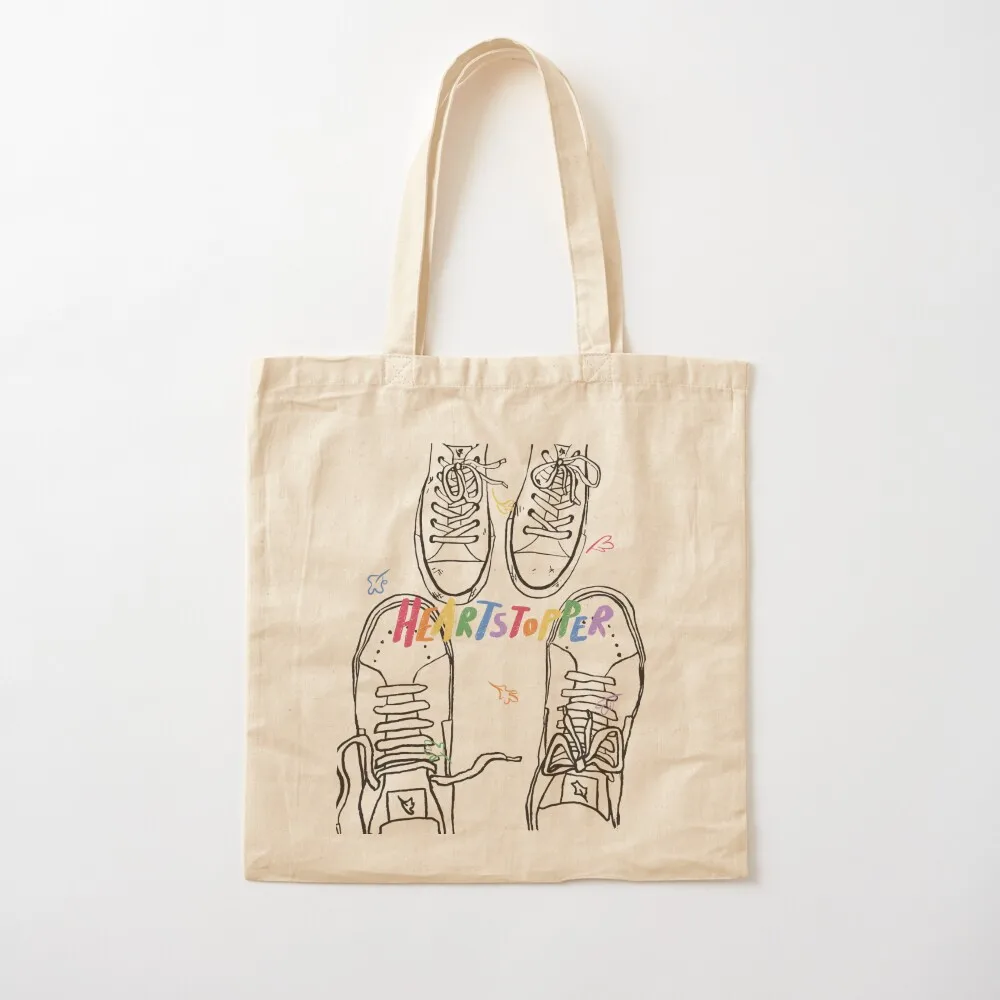 

heartstopper, nick and charlie shoes Tote Bag large tote bag reusable grocery bags shopping bag tote screen
