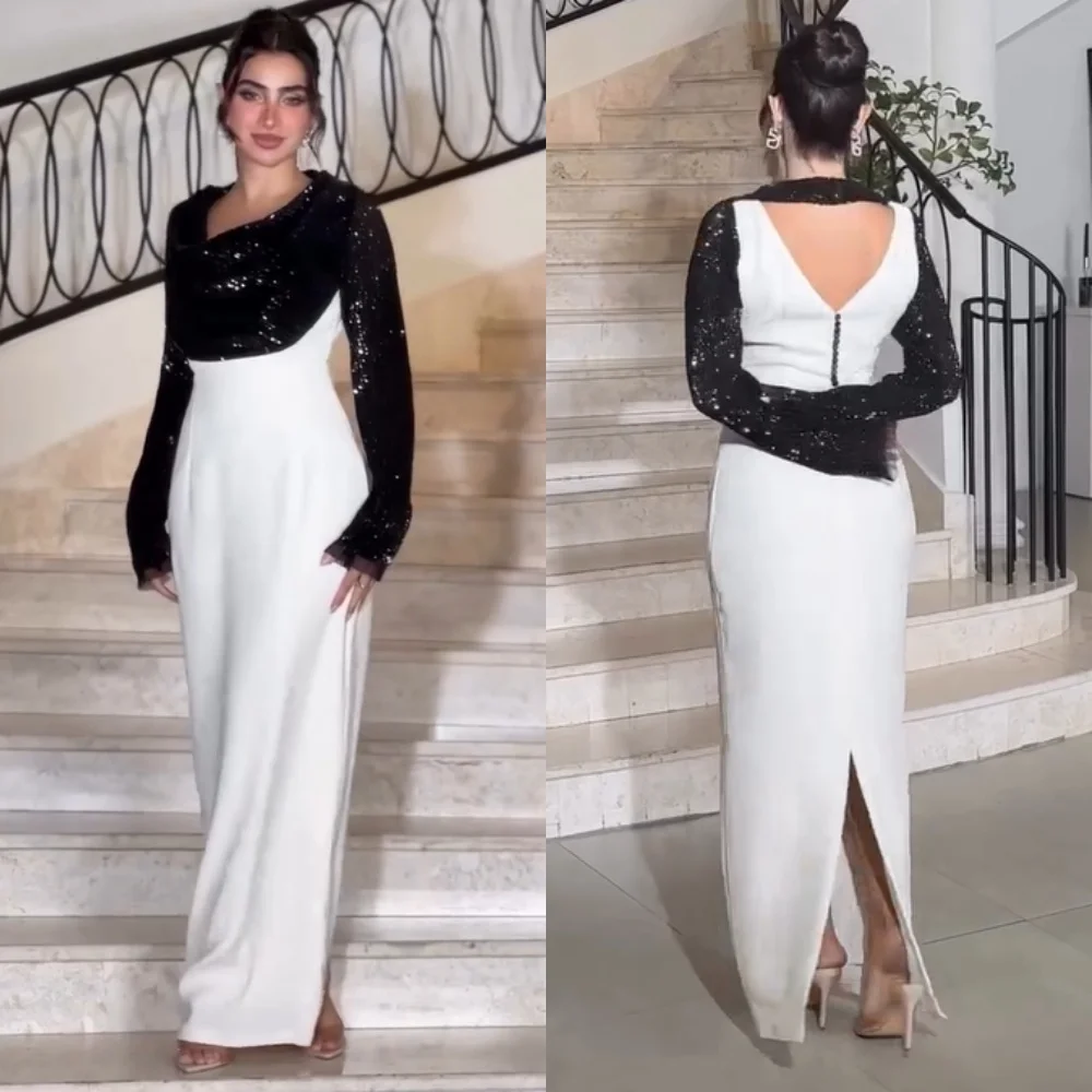 ชุดเดรสยาวคอวีทรงตรงจับจีบแบบเจอร์ซีย์คุณภาพสูงสั่งตัดได้สำหรับโอกาสพิเศษ งาน Quinceanera มีไซส์ให้เลือก