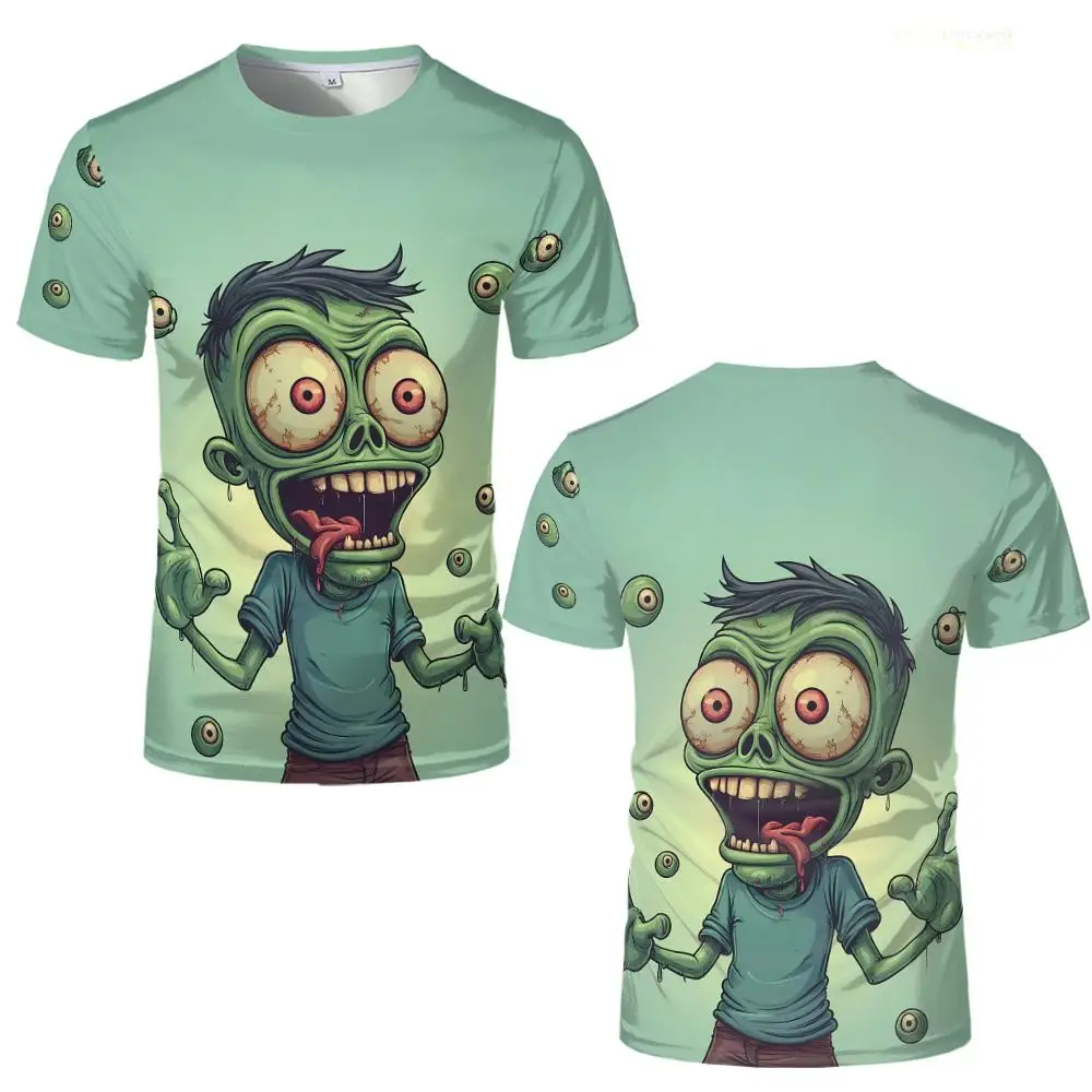 هالوين الرعب نمط تي شيرت عطلة حفلة الكرتون غيبوبة طباعة قصيرة الأكمام بلايز شخصية الهيب هوب الشارع موضة الملابس
