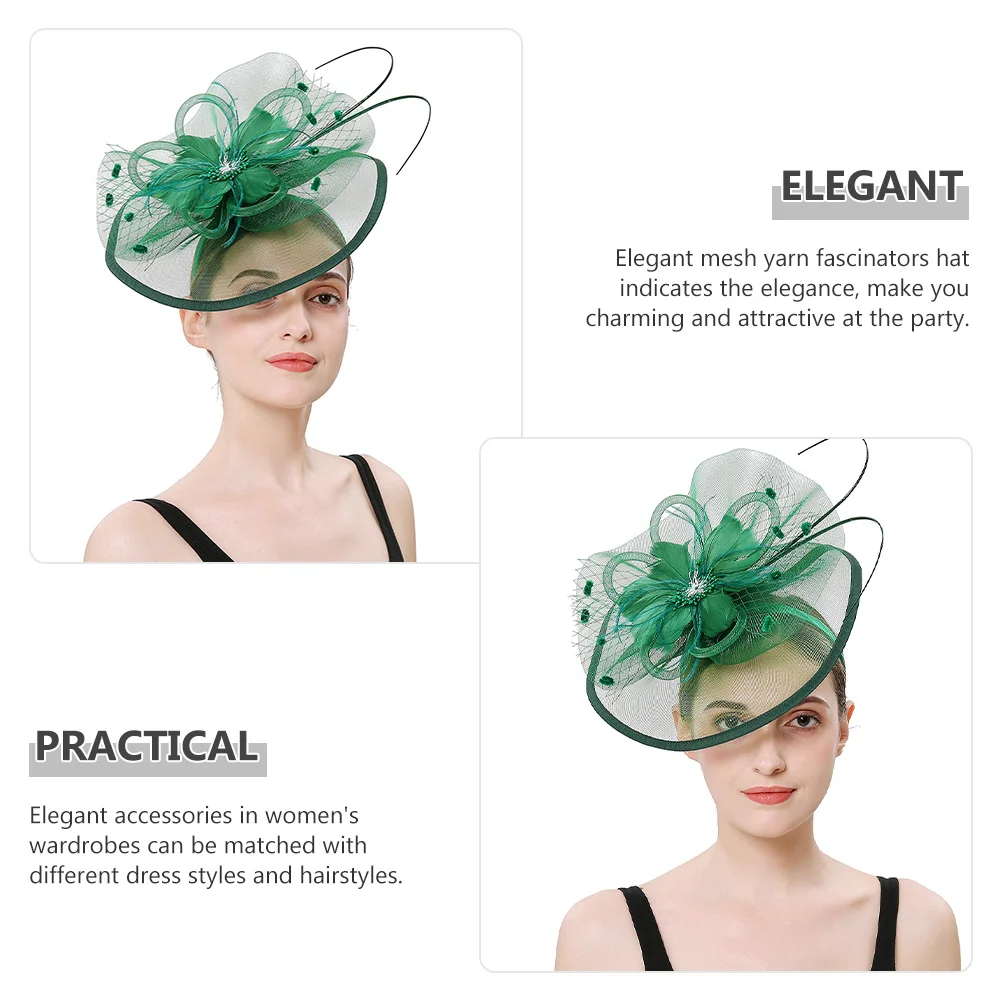 

Mesh Yarn Fascinator Hat One Size Fits Most 1920s Headpiece Elegant Hair Clip Headband Party Wedding Cocktail Women Accessories