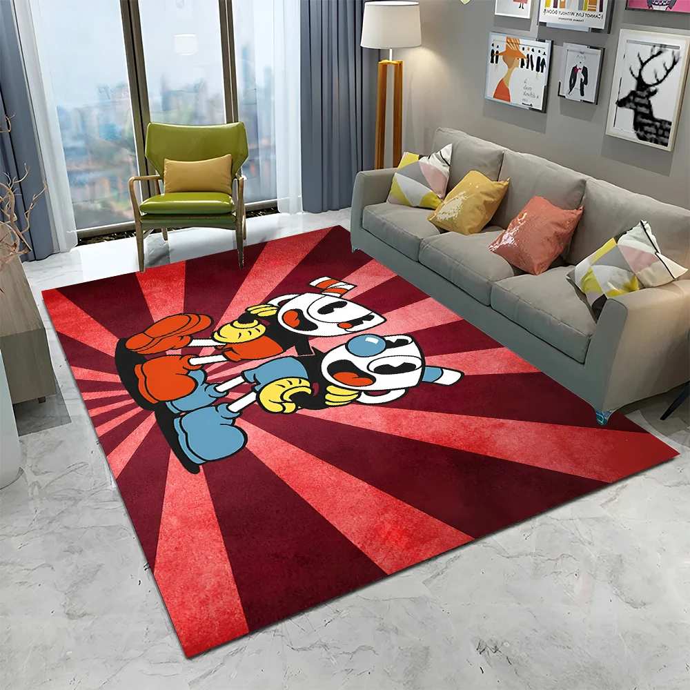 

3D Game Cuphead and Mugman Gamer HD Carpet Rug for Home Living Room Bedroom Sofa Doormat Decor,kids Area Rug Non-slip Floor Mat