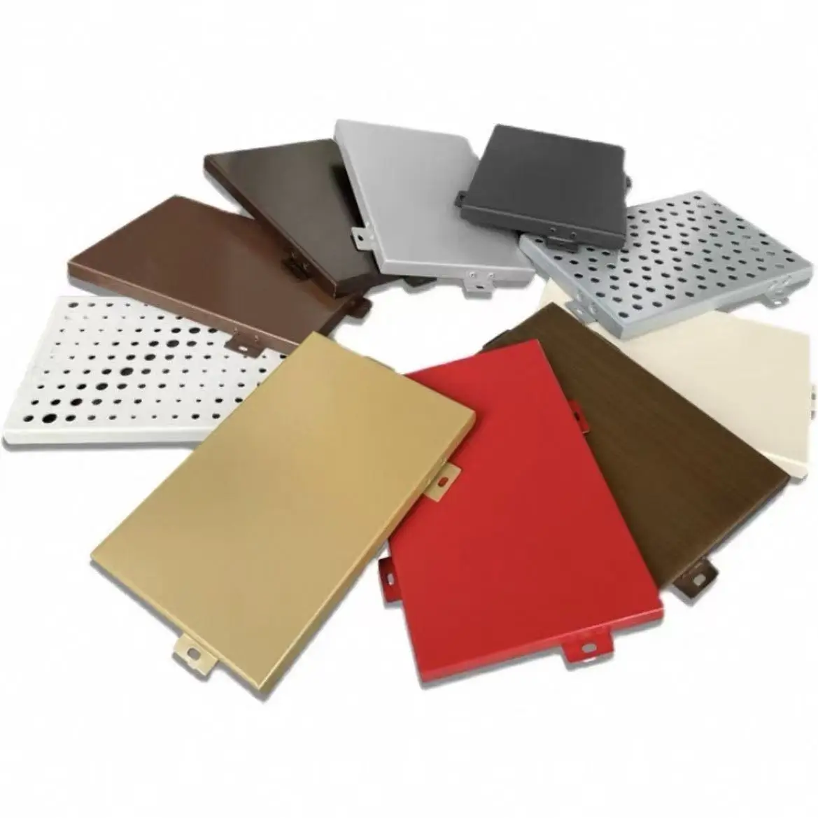 Maatwerk Moderne decoratieve gordijnmuurprofielen van geperforeerd aluminium fineer voor exterieur gebruik in hotels en ziekenhuizen