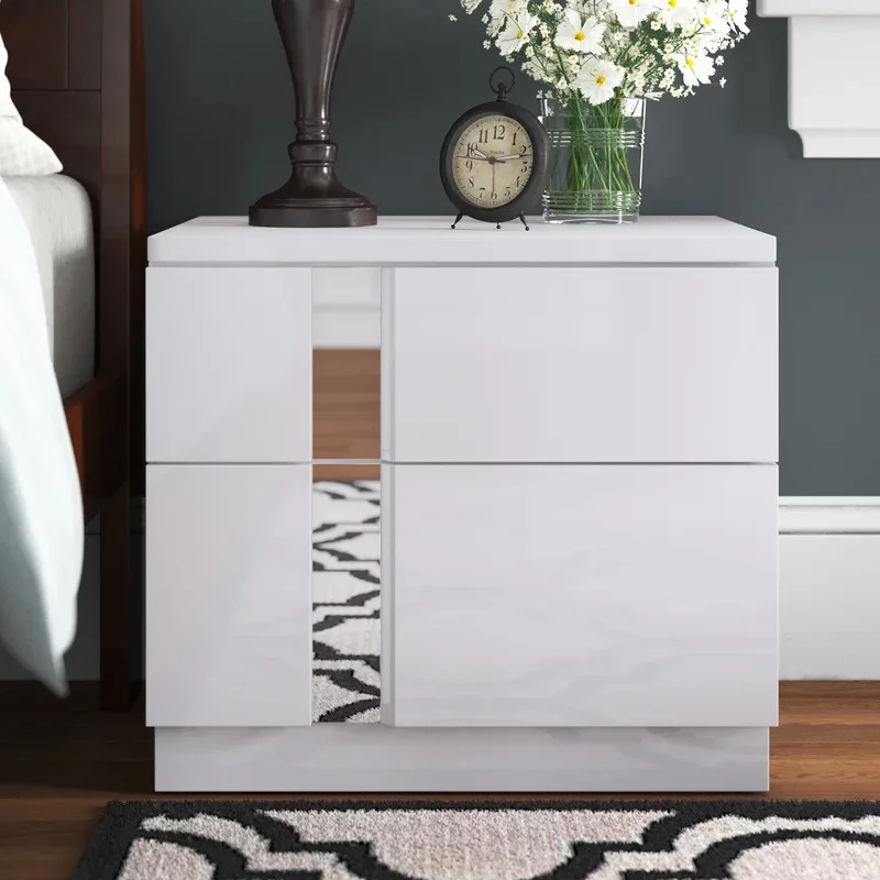 for Customized Italian Minimalist Groove Design Wooden Bedside Table Designer Small Apartment Bedroom Hotel Locker Side