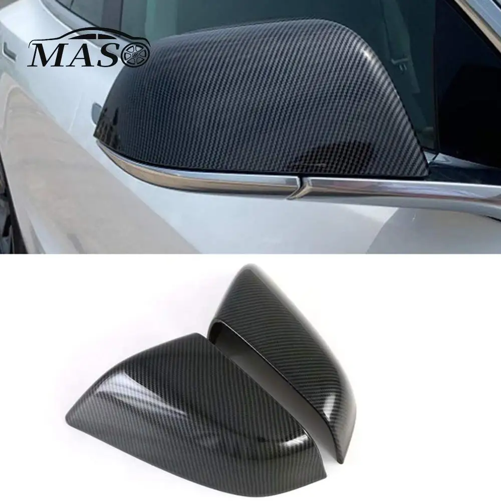 2pcs Car Side Door Rearview Cover Paste for Tesla Model S 2015 2016 2017 2018 2019