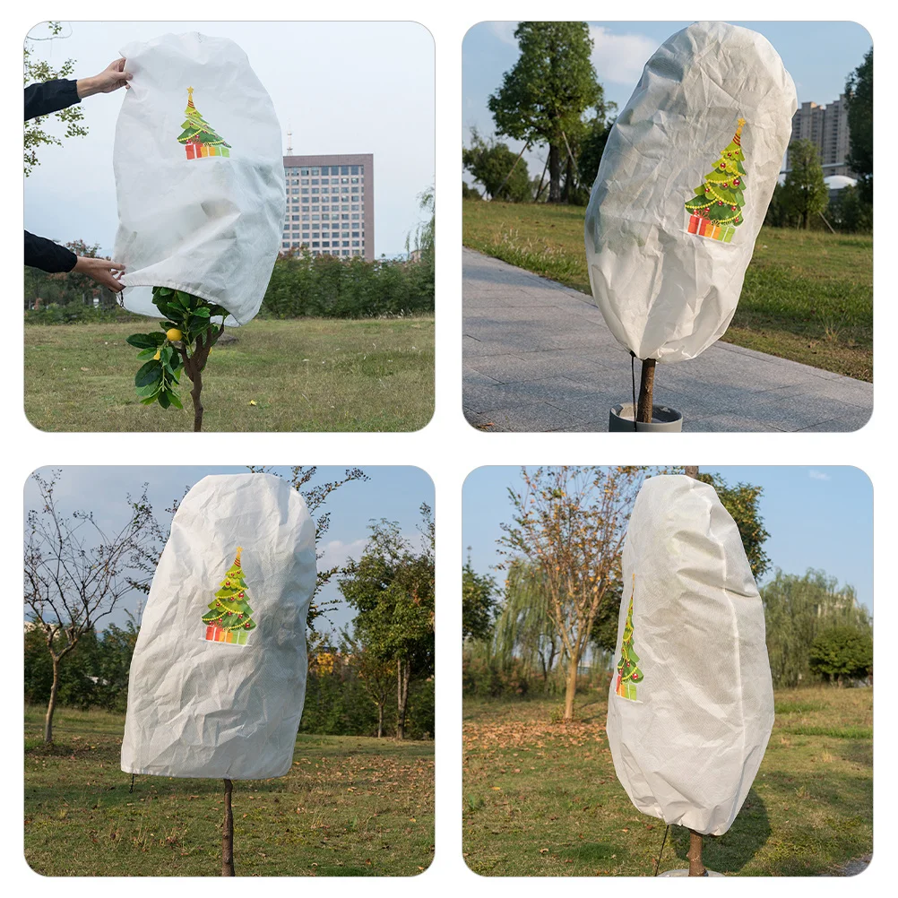 

Frost Protection for Plants in Winter Cover Non-Woven Fabric Adjustable Drawstring Wind Rain Resistant for Outdoor Garden