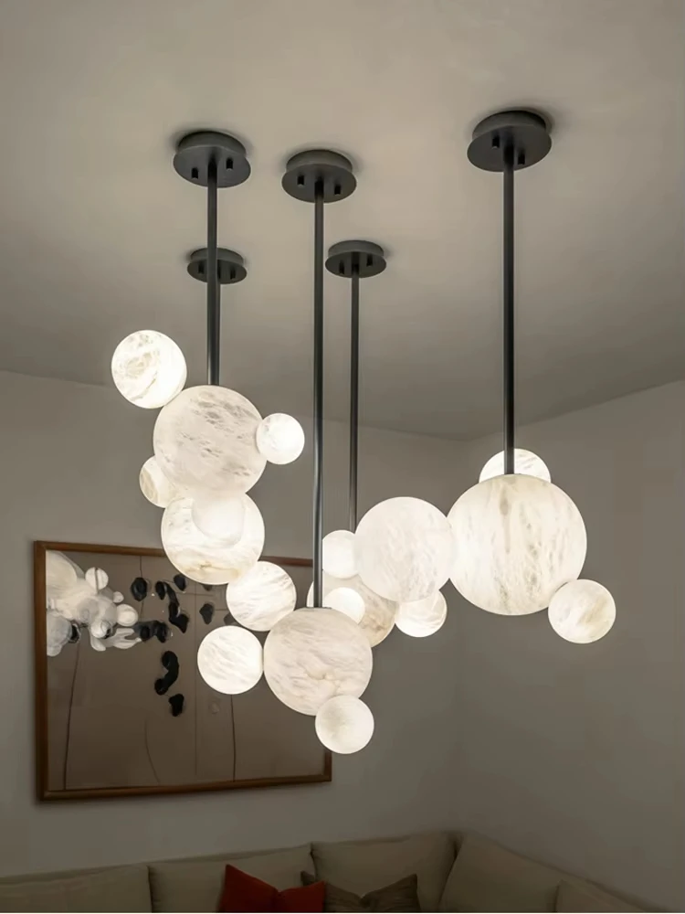 

Postmodern Design Mickey Snowflake plaster Chandelier Lights Hardware Suspension lustre Ceiling dimming for living room