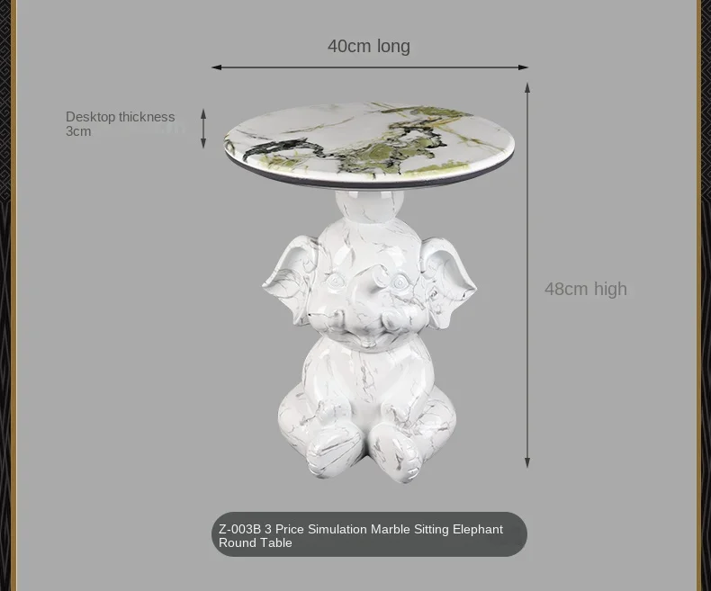 Home Decor Elephant Statue Side Tables Living Room Round Tea Table Bedroom Bedside Table Creative Animal Sculpture Coffee Tables