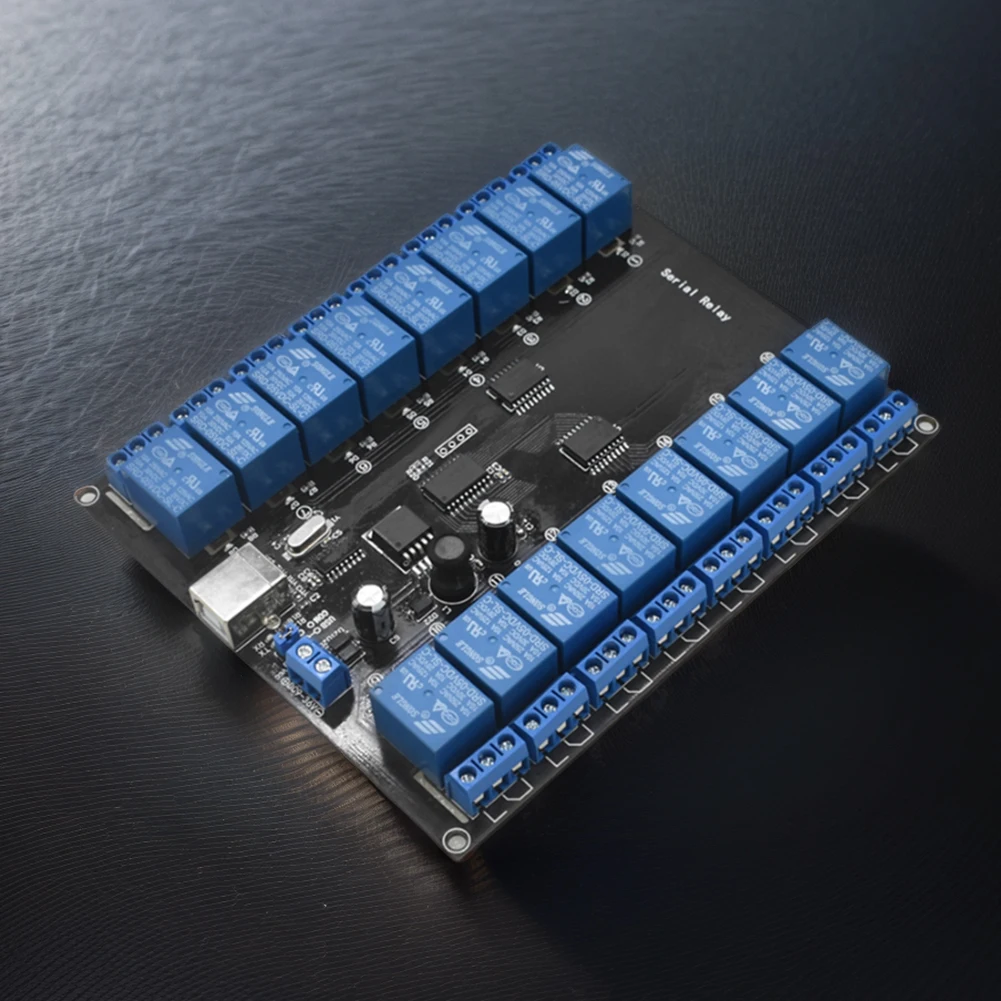 لوحة ذكية لوحدة التتابع التسلسلي ، مزود طاقة USB ، مفتاح تطوير USB ، 10A توسيع V ، DC 7V-38V ، 16 قناة ، 16 CH