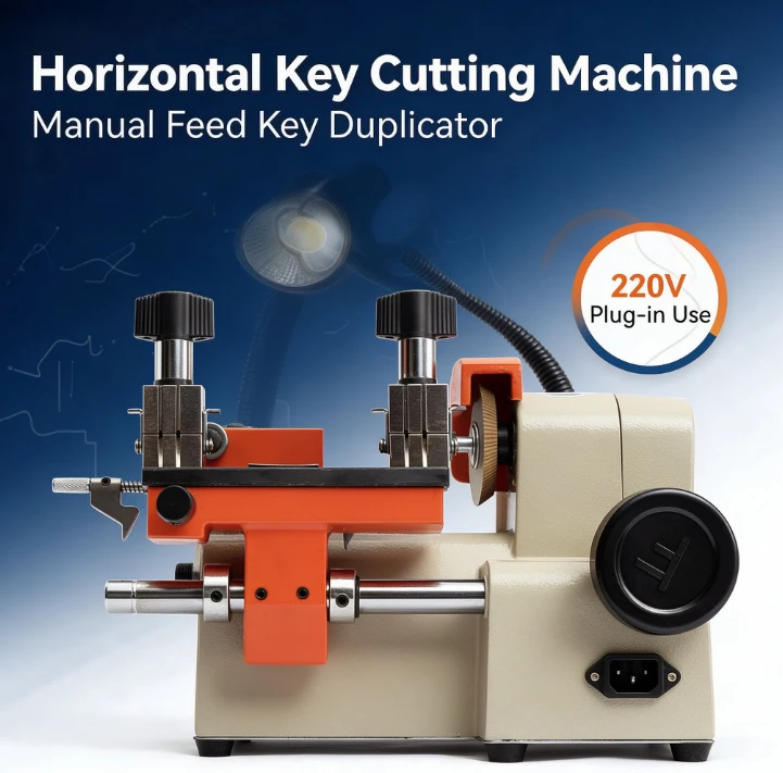 001 Horizontal Small Key Duplicating Machine Manual Feeding 220V Electric Plug‑in Type Lock Key Copy Equipment For Lock Repair
