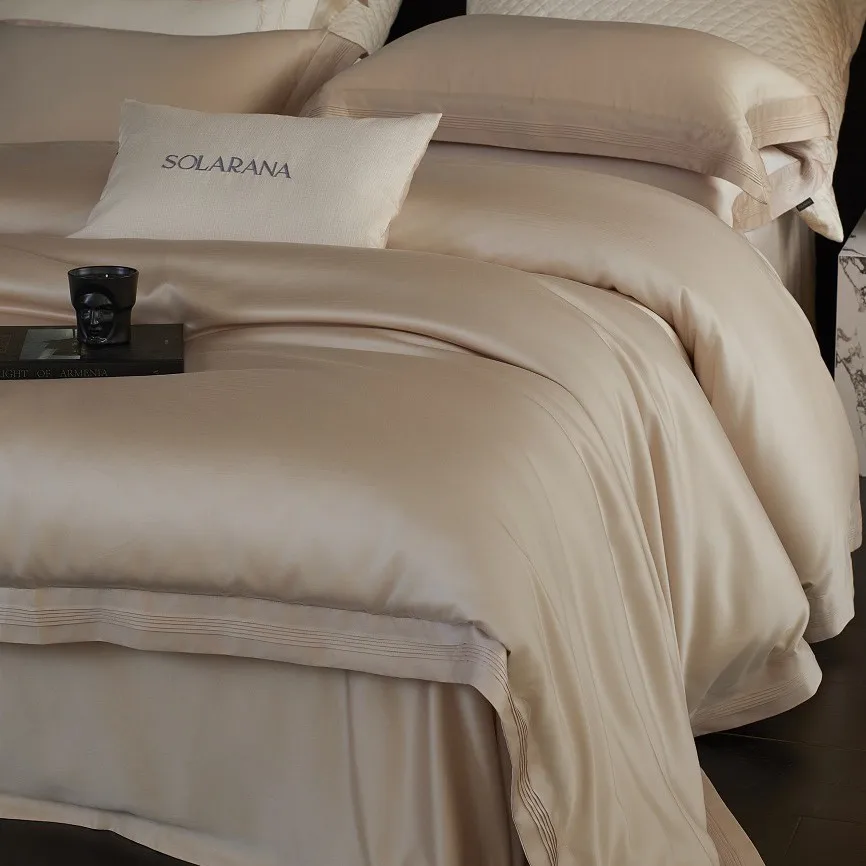 Luxury Soft Silky Skin Friendl Sleeping Naked Tencel Cotton Bedding Set Double Queen/King Duvet Cover Set Bed Sheet Pillowcases