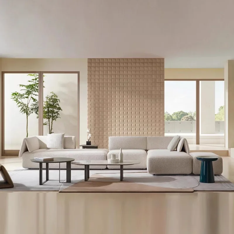 Modular sofa designer villa, sofa, large apartment cream style living room fabric sofa