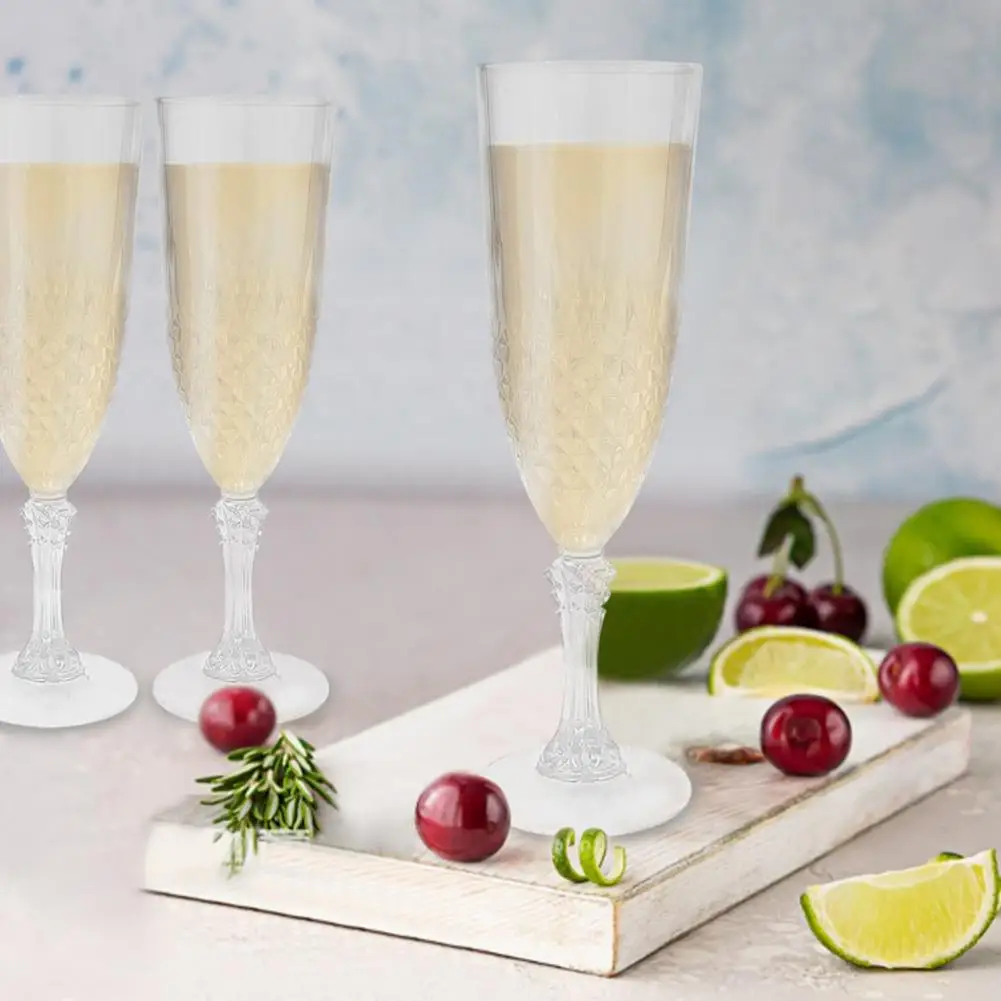 Reusable Champagne Flute Plastic Champagne Flutes Set Transparent Shatterproof Wine Glasses Reusable Elegant for Weddings