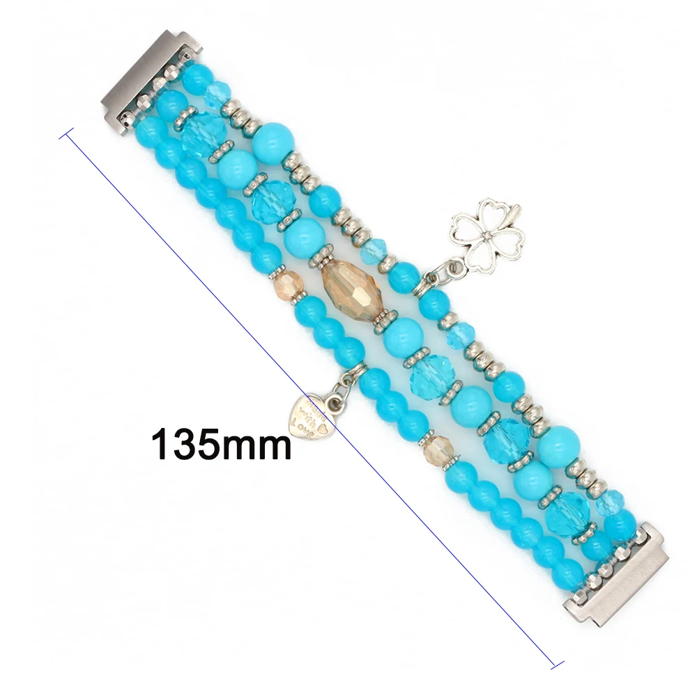 Handmade Fashion 20mm Elastic Beaded Bracelet Replacement for Samaung Galaxy Watch Active 2/Watch 4 40mm 44mm/Watch 4 Classic