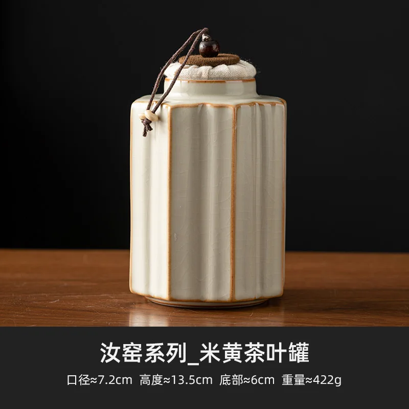 Ceramic Tea Canister Large Airtight Storage Jar for Pu'er/Black Tea Traditional Chinese Moisture-Proof Tea Caddy with Dual Lid