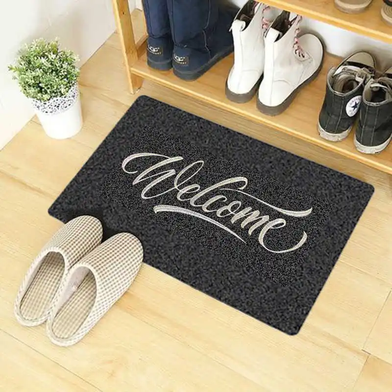 Embroidered Welcome Door Mat Carpet 40x60cm Polyester TPR Rubber Anti-Slip Hallway Floor Mats Home Decorative Entrance Doormat