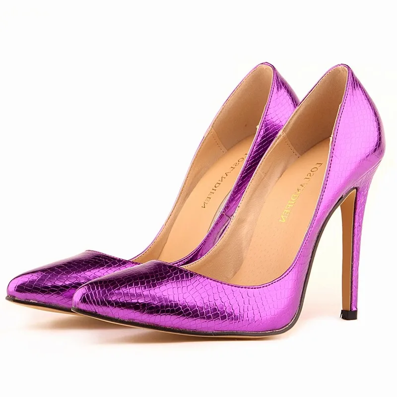 

Fashion Elegant Work office Women Pumps Spring Pointed Toe Slip On Stilettos High Heels Big Size Crocodile Pattern Shoes A0050