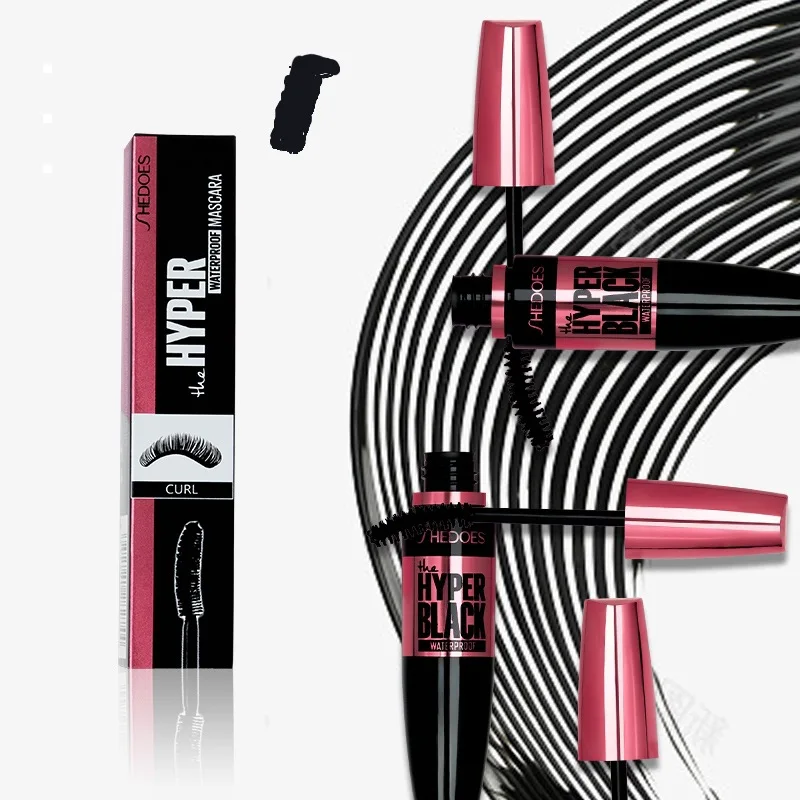 Shedoes-Mascara 3D noir pour extension de cils, brosse de maquillage, longue tenue, couleur or